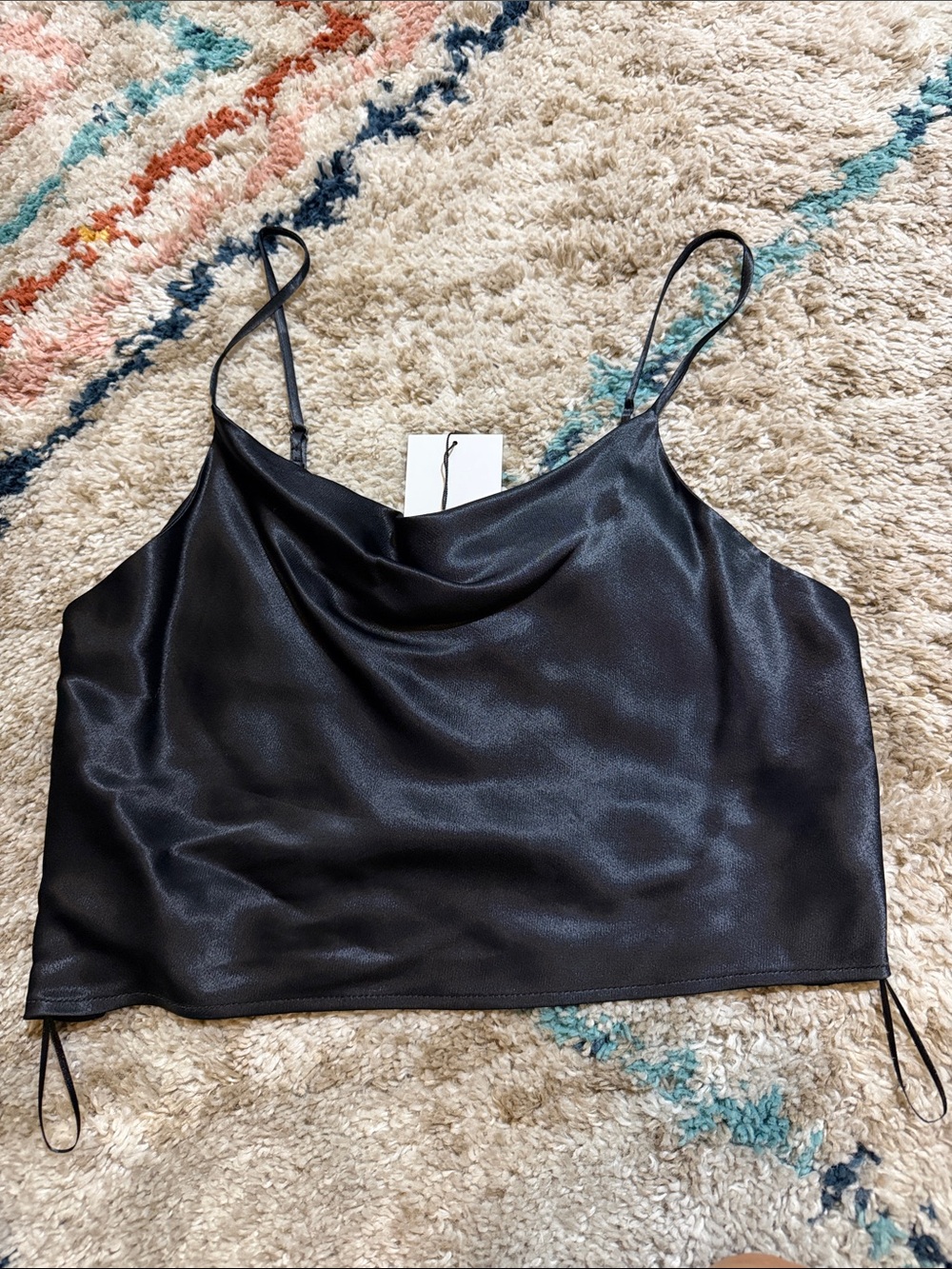 Zara Black Satin Cowl Neck Camisole